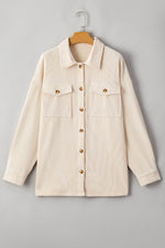 Load image into Gallery viewer, Oatmeal Textured Flap Pockets Buttoned Plus Size Shacket - Fashion Queen - 8