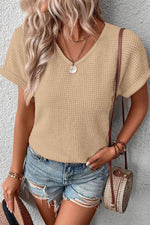 Load image into Gallery viewer, Oatmeal Textured Knit Button Back Cuffed Sleeve Tee - Fashion Queen - 1