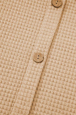 Load image into Gallery viewer, Oatmeal Textured Knit Button Back Cuffed Sleeve Tee - Fashion Queen - 10