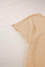 Load image into Gallery viewer, Oatmeal Textured Knit Button Back Cuffed Sleeve Tee - Fashion Queen - 9