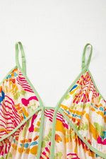 Load image into Gallery viewer, Orange Abstract Print Spaghetti Strap Piping Detail Maxi Dres - Fashion Queen - 12