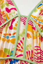 Load image into Gallery viewer, Orange Abstract Print Spaghetti Strap Piping Detail Maxi Dres - Fashion Queen - 13