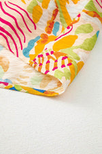 Load image into Gallery viewer, Orange Abstract Print Spaghetti Strap Piping Detail Maxi Dres - Fashion Queen - 14