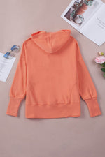 Load image into Gallery viewer, Orange Batwing Sleeve Pocketed Henley Hoodie - Fashion Queen - 13