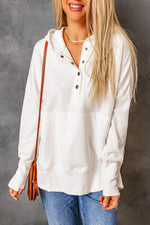 Load image into Gallery viewer, Orange Batwing Sleeve Pocketed Henley Hoodie - Fashion Queen - 21