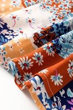 Load image into Gallery viewer, Orange Floral Patchwork Printed Frilled Bandeau Smocked High Waist Long Dress - Fashion Queen - 11