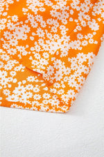 Load image into Gallery viewer, Orange Floral Print Smocked V Neck Wide Sleeve Maxi Dress - Fashion Queen - 19