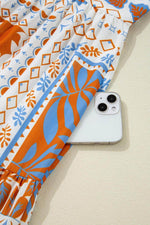 Load image into Gallery viewer, Orange Multi Printed Ricrac Trim Spaghetti Straps Maxi Dress - Fashion Queen - 13