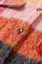 Load image into Gallery viewer, Orange Plaid Print Flap Pockets Buttoned Casual Plus Size Jacket - Fashion Queen - 11