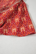 Load image into Gallery viewer, Orange Plus Size Printed Surplice Neck Empire Waist Flowy Mini Dress - Fashion Queen - 10