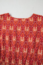 Load image into Gallery viewer, Orange Plus Size Printed Surplice Neck Empire Waist Flowy Mini Dress - Fashion Queen - 8