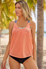 Load image into Gallery viewer, Orange Printed Splicing Racerback Tankini - Fashion Queen - 4