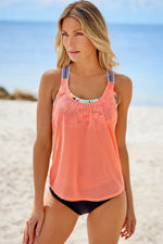 Load image into Gallery viewer, Orange Printed Splicing Racerback Tankini - Fashion Queen - 5