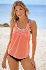 Load image into Gallery viewer, Orange Printed Splicing Racerback Tankini - Fashion Queen - 6