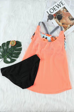 Load image into Gallery viewer, Orange Printed Splicing Racerback Tankini - Fashion Queen - 8