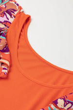 Load image into Gallery viewer, Orange Ribbed Knit Tiered Ruffled Sleeve Bodysuit - Fashion Queen - 20