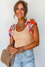 Load image into Gallery viewer, Orange Ribbed Knit Tiered Ruffled Sleeve Bodysuit - Fashion Queen - 24