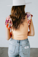 Load image into Gallery viewer, Orange Ribbed Knit Tiered Ruffled Sleeve Bodysuit - Fashion Queen - 5