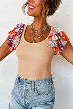 Load image into Gallery viewer, Orange Ribbed Knit Tiered Ruffled Sleeve Bodysuit - Fashion Queen - 6