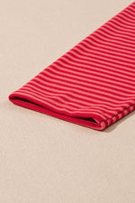 Load image into Gallery viewer, Orange Stripe Plus Size Drop Shoulder Long Sleeve Buttoned Decor Top - Fashion Queen - 13