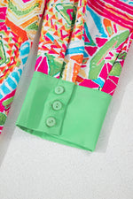 Load image into Gallery viewer, Orange Western Geometric Print Cuffed Shift Shirt Dress - Fashion Queen - 7