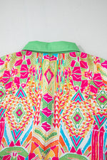 Load image into Gallery viewer, Orange Western Geometric Print Cuffed Shift Shirt Dress - Fashion Queen - 9