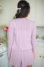 Load image into Gallery viewer, Orchid Petal Delicate Texture Cropped Cami Shorts and Cardigan 3pcs Lounge Set - Fashion Queen - 2