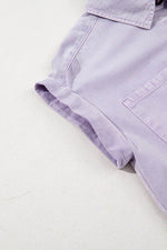 Load image into Gallery viewer, Orchid Petal Short Sleeve Double Chest Pocket Denim Shirt Dress - Fashion Queen - 10