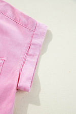 Load image into Gallery viewer, Orchid Petal Short Sleeve Double Chest Pocket Denim Shirt Dress - Fashion Queen - 29