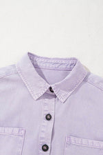 Load image into Gallery viewer, Orchid Petal Short Sleeve Double Chest Pocket Denim Shirt Dress - Fashion Queen - 8