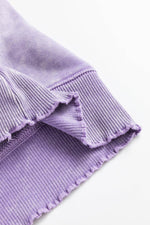 Load image into Gallery viewer, Orchid Petal Textured Patchwork Frilled Trim Plus Size Pullover Sweatshirt - Fashion Queen - 15