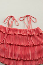 Load image into Gallery viewer, Pale Chestnut Ruffle Tiered Cami Pleated Wide Leg Pants Set - Fashion Queen - 15