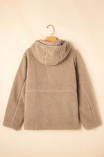 Load image into Gallery viewer, Pale Khaki Fleece Zip Up Drawstring Hooded Pocketed Jacket - Fashion Queen - 14