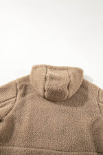 Load image into Gallery viewer, Pale Khaki Fleece Zip Up Drawstring Hooded Pocketed Jacket - Fashion Queen - 18