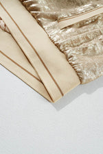 Load image into Gallery viewer, Pale Khaki Metallic Zip up Baseball Jacket - Fashion Queen - 17