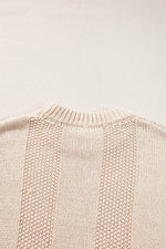 Load image into Gallery viewer, Pale Khaki Solid Color Cable Knit Ribbed Loose Sweater - Fashion Queen - 10