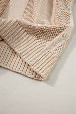 Load image into Gallery viewer, Pale Khaki Solid Color Cable Knit Ribbed Loose Sweater - Fashion Queen - 6