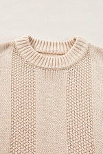 Load image into Gallery viewer, Pale Khaki Solid Color Cable Knit Ribbed Loose Sweater - Fashion Queen - 8