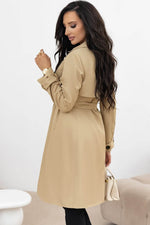 Load image into Gallery viewer, Pale Khaki Solid Color Lapel Collar Waist Tie Wind Coat - Fashion Queen - 2