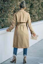 Load image into Gallery viewer, Pale Khaki Solid Color Lapel Collar Waist Tie Wind Coat - Fashion Queen - 8