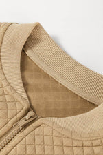 Load image into Gallery viewer, Pale Khaki Solid Geometric Textured Baseball Collar Jacket - Fashion Queen - 10