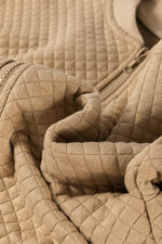 Load image into Gallery viewer, Pale Khaki Solid Geometric Textured Baseball Collar Jacket - Fashion Queen - 11