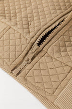 Load image into Gallery viewer, Pale Khaki Solid Geometric Textured Baseball Collar Jacket - Fashion Queen - 13