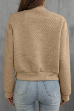 Load image into Gallery viewer, Pale Khaki Solid Geometric Textured Baseball Collar Jacket - Fashion Queen - 2