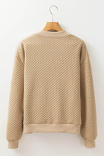 Load image into Gallery viewer, Pale Khaki Solid Geometric Textured Baseball Collar Jacket - Fashion Queen - 8