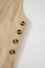 Load image into Gallery viewer, Parchment Side Buttons Sleeveless Overall Mini Dress - Fashion Queen - 14