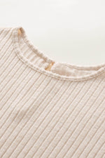 Load image into Gallery viewer, Parchment Solid Color Ribbed Short Sleeve Wide Leg Jumpsuit - Fashion Queen - 18