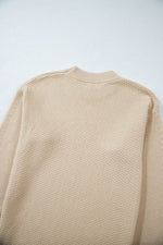 Load image into Gallery viewer, Parchment Solid Textured Knit Split Cuff Drop Shoulder Loose Sweater - Fashion Queen - 18