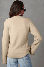 Load image into Gallery viewer, Parchment Solid Textured Knit Split Cuff Drop Shoulder Loose Sweater - Fashion Queen - 2