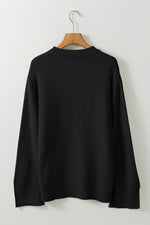 Load image into Gallery viewer, Parchment Solid Textured Knit Split Cuff Drop Shoulder Loose Sweater - Fashion Queen - 22